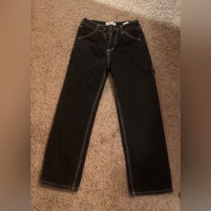 Black, straight cut, high rise, jeans